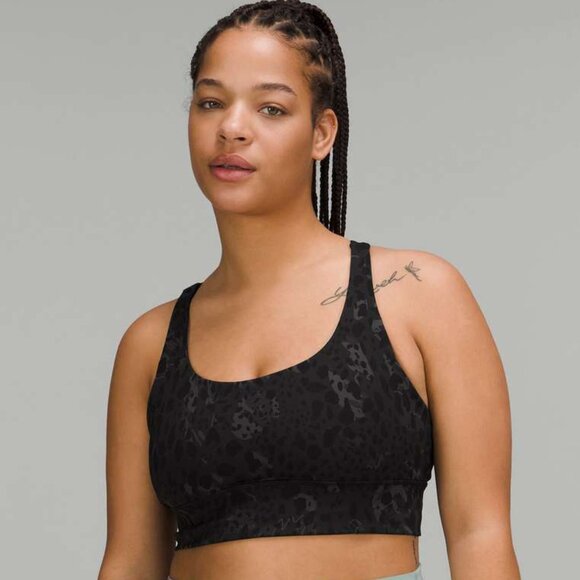 Lululemon Energy Longline Bra Medium Support B–D Cups Cheetah Camo Deep Coal - Picture 1 of 8